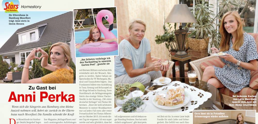 “Meine Familie ist mir unheimlich wichtig”, so Schlagerstar Anni Perka. Ausschnitt aus der Homestory.