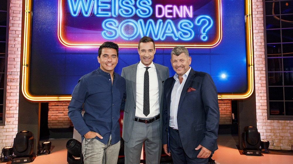 Jan Smit, Moderator Kai Pflaume und Semino Rossi (v.l.).