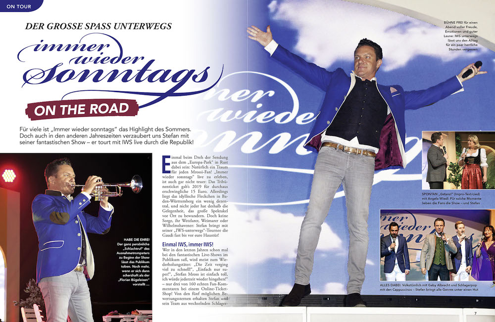 Alles über die anstehende “Immer wieder sonntags”-Tournee findet ihr im XXL-Sonderheft “100% Stefan Mross” – und noch vieles mehr…