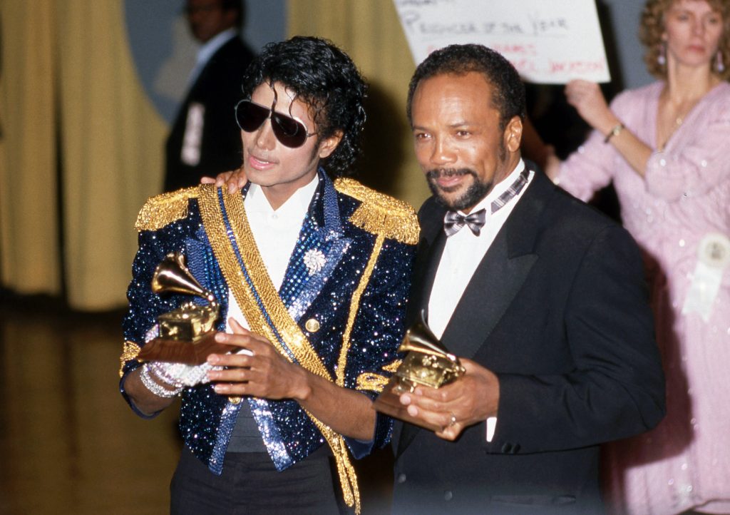 Quincy Jones und Michael Jackson bei den Grammy Awards, 1984